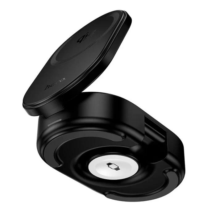 Бездротовий зарядний пристрій HOCO CQ23 Pole Qi2.2 3-in-1 magnetic wireless fast charger Black