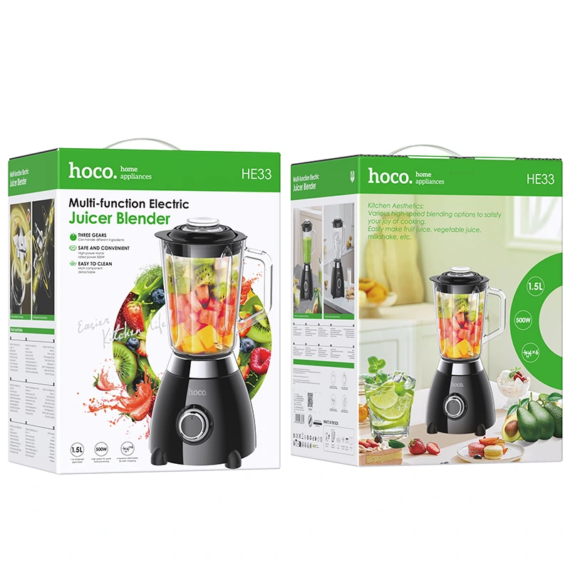 Блендер HOCO HE33 1.5L electric retro juicer blender (EU) Black
