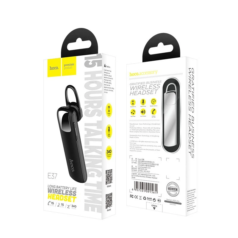 Bluetooth гарнітура HOCO E37 Gratified business wireless headset Black