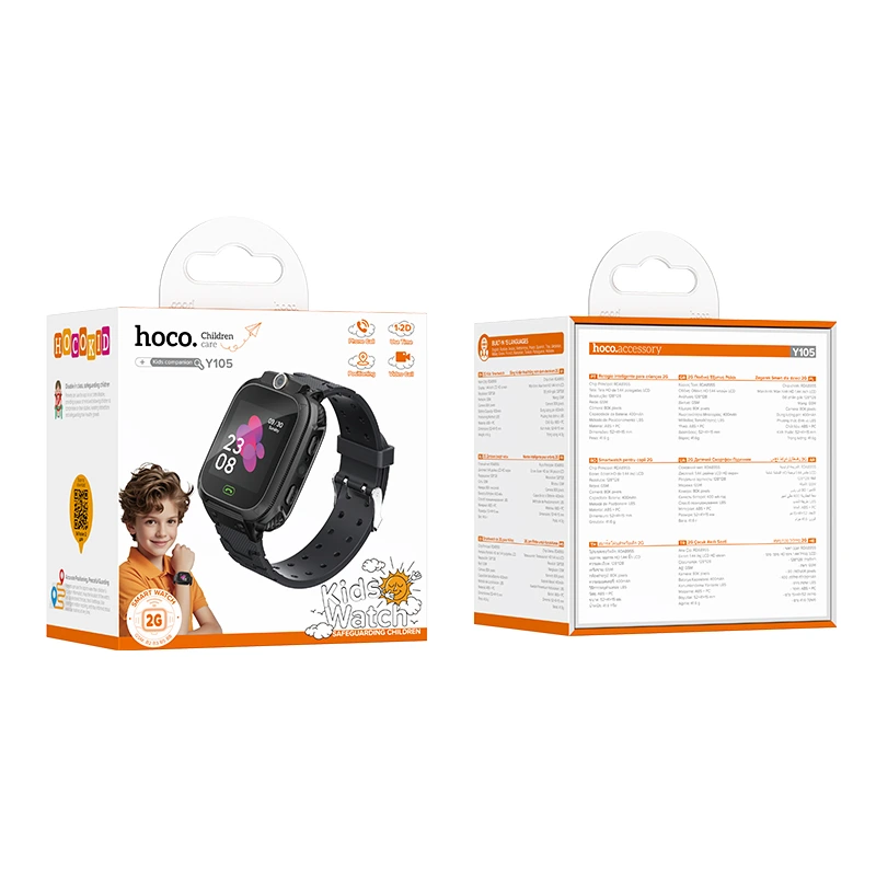 Дитячий смарт-годинник HOCO Y105 36mm. 400 mAh children phone watch Black
