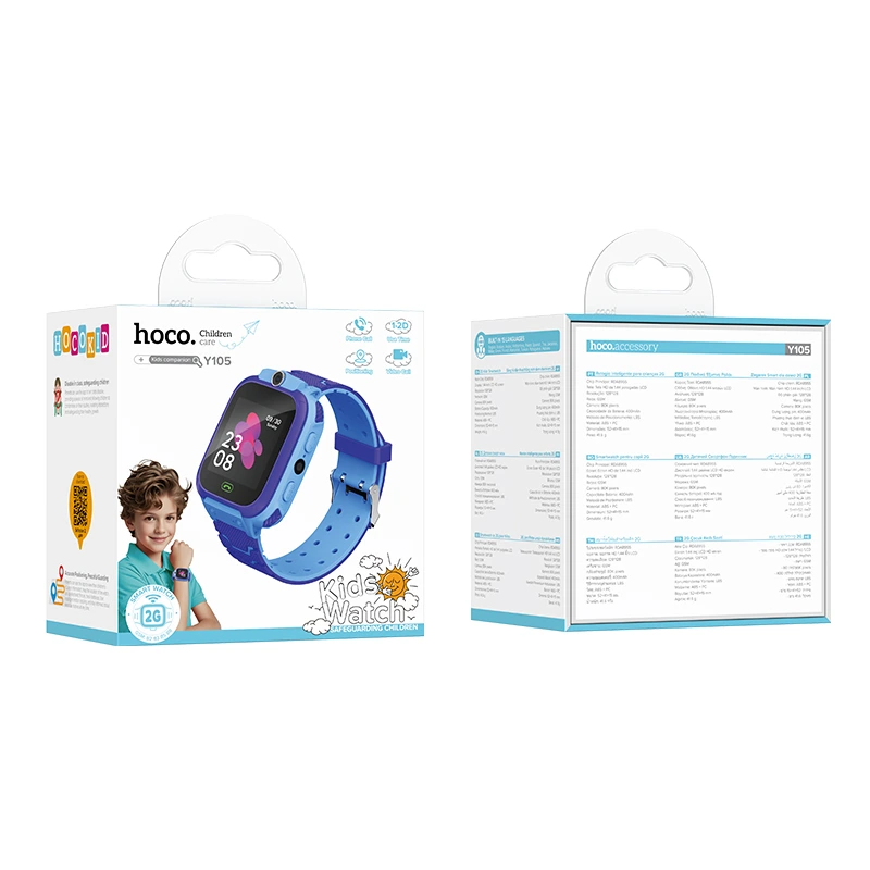 Дитячий смарт-годинник HOCO Y105 36mm. 400 mAh children phone watch Blue