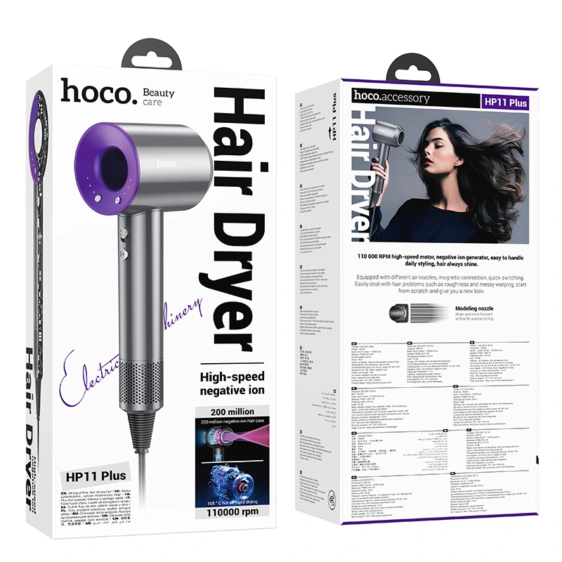 Фен HOCO HP11 Plus 1600W High-speed negative ion hair dryer(EU) Purple — фото 7