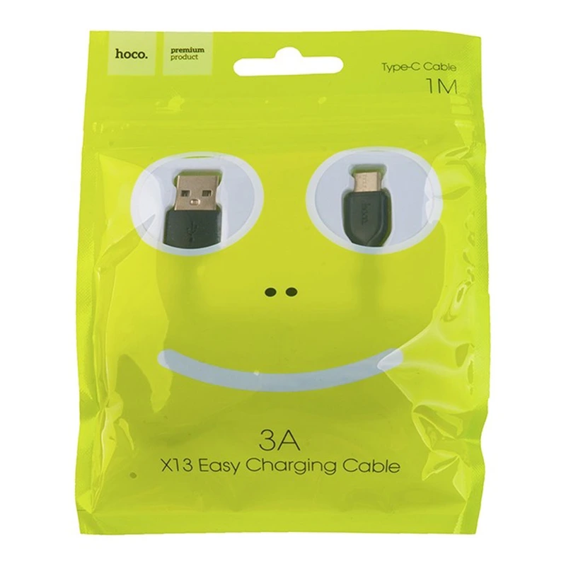 Кабель HOCO X13 USB to Type-C 3A, 1m, PVC, PVC connectors, Black