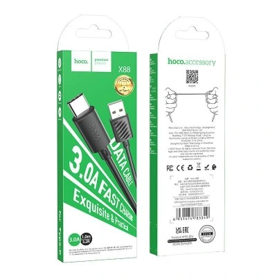 Кабель HOCO X88 Gratified charging data cable for Type-C Black