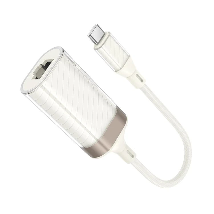 Кабель-перехідник HOCO UA41 UA41B Crystal Type-C ethernet adapter(100 mbps) apricot — фото 5