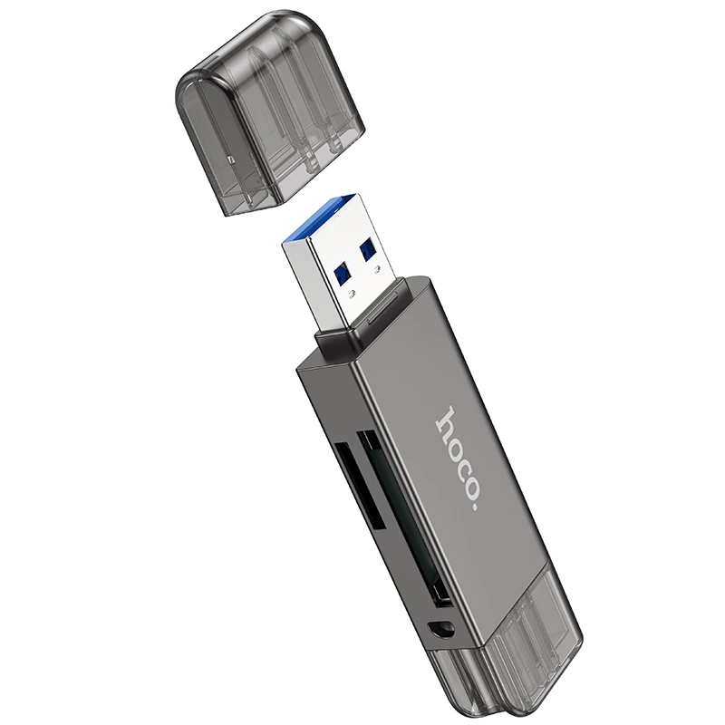 Кардрідер HOCO HB39 USB/Type-C 3.0 high-speed card reader Metal Gray