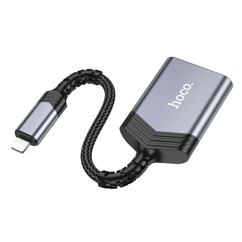 Кардрідер HOCO UA25 2-in-1 card reader iP Metal Gray