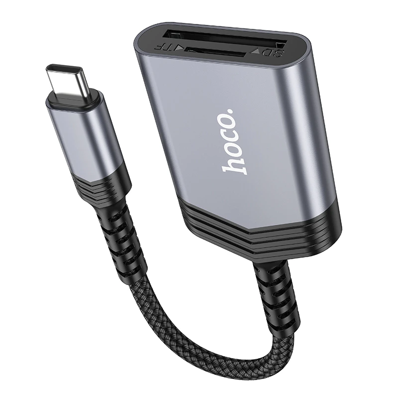 Кардрідер HOCO UA25 2-in-1 card reader Type-C Metal Gray — фото 5