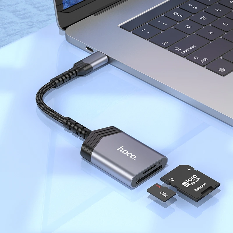 Кардрідер HOCO UA25 2-in-1 card reader Type-C Metal Gray — фото 7