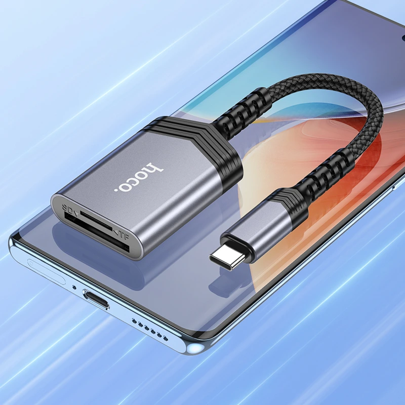 Кардрідер HOCO UA25 2-in-1 card reader Type-C Metal Gray — фото 8