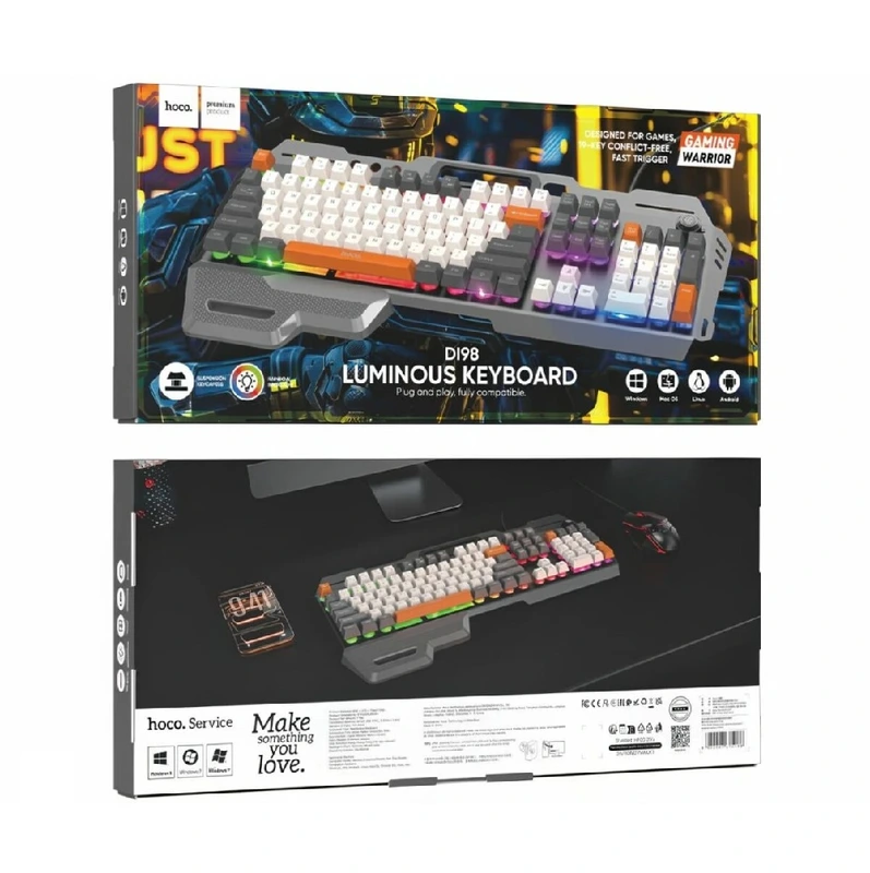 Клавіатура HOCO DI98 Murphy 3-color wired keyboard(Ukrainian version) Star Gray