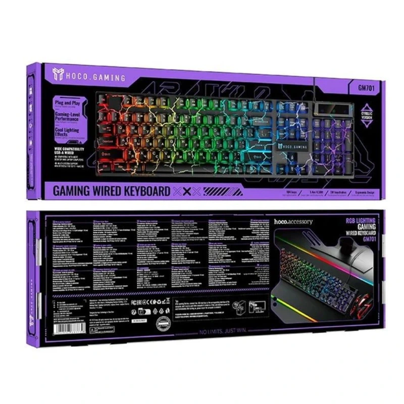Клавіатура HOCO GM701 Trofeo wired gaming keyboard (Cyrillic version) Black