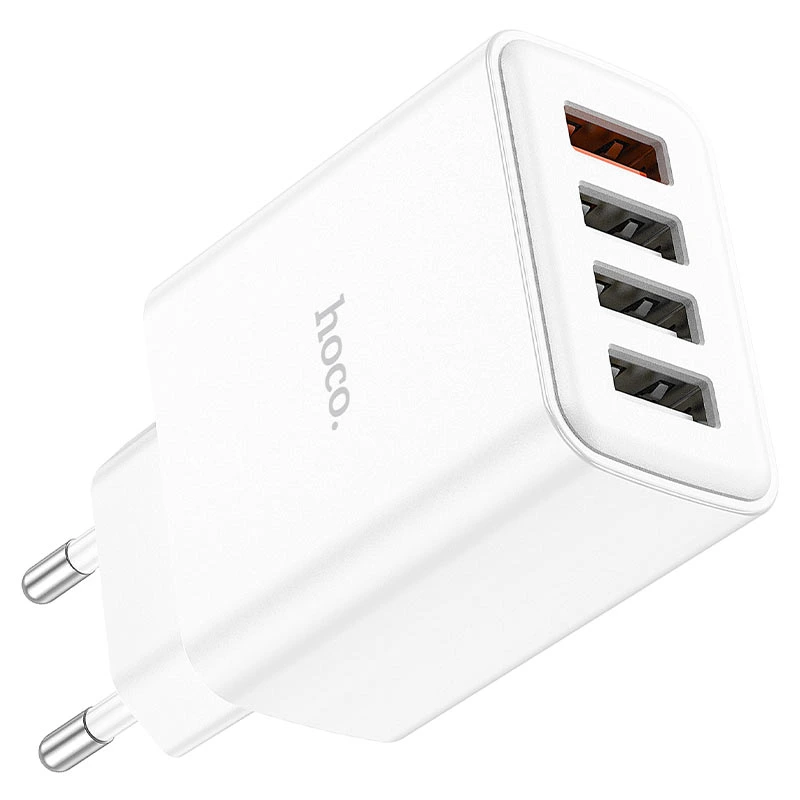 Мережевий зарядний пристрій HOCO C102A Fuerza QC3.0 four-port charger 18W White — фото 3