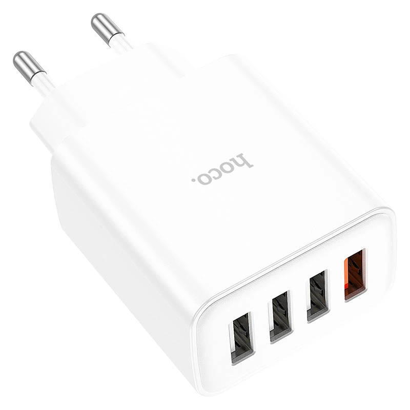 Мережевий зарядний пристрій HOCO C102A Fuerza QC3.0 four-port charger 18W White — фото 6