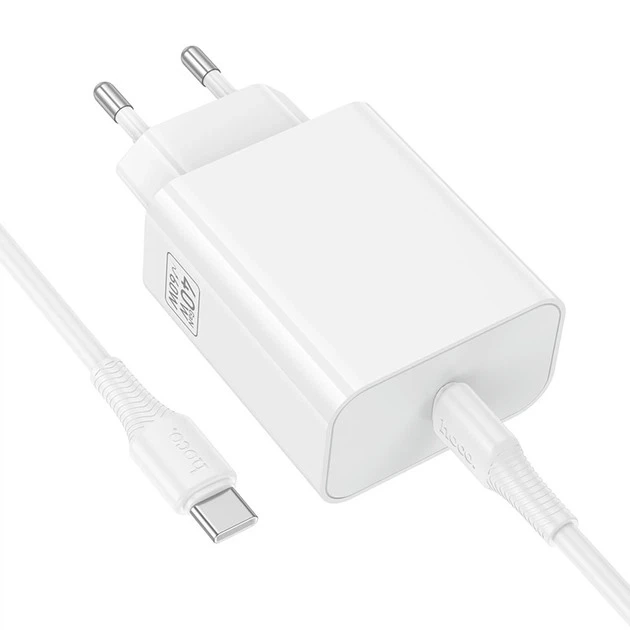 Мережевий зарядний пристрій HOCO C162A Source single port PD40W charger(EU) White