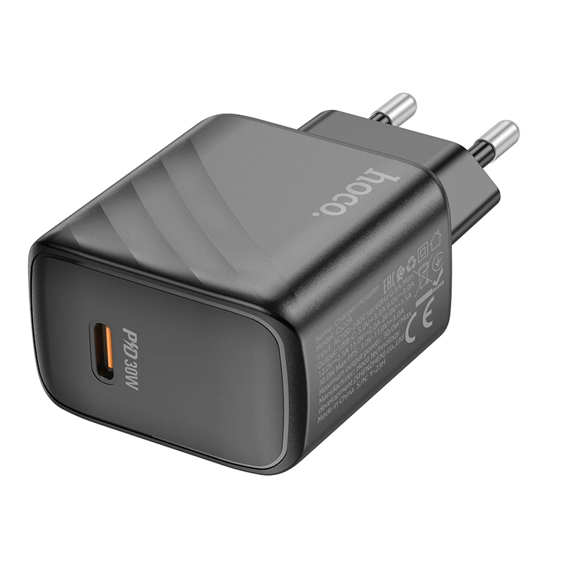 Мережевий зарядний пристрій HOCO CS22A Value single port PD30W charger Black — фото 5