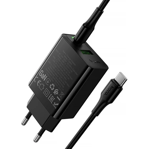 Мережевий зарядний пристрій HOCO CS95A Leader PD30W+QC3.0 charger set(C to C) Black — фото 3
