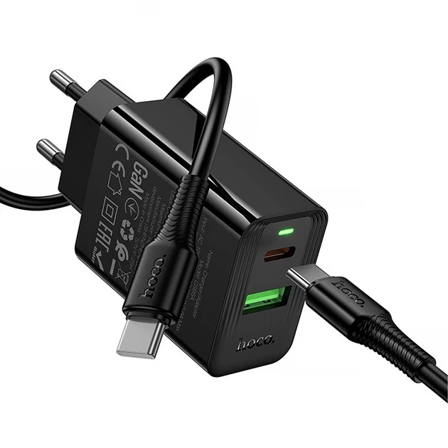 Мережевий зарядний пристрій HOCO CS95A Leader PD30W+QC3.0 charger set(C to C) Black — фото 4