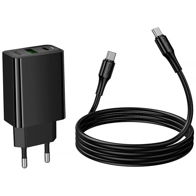 Мережевий зарядний пристрій HOCO CS95A Leader PD30W+QC3.0 charger set(C to C) Black — фото 6