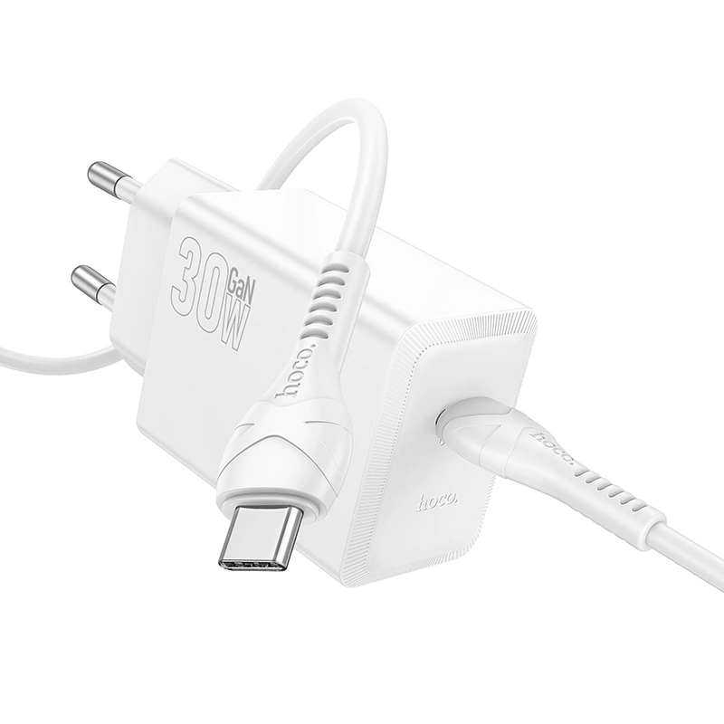 Мережевий зарядний пристрій HOCO N70 Nuevo single port PD30W charger set(C to C) White — фото 3