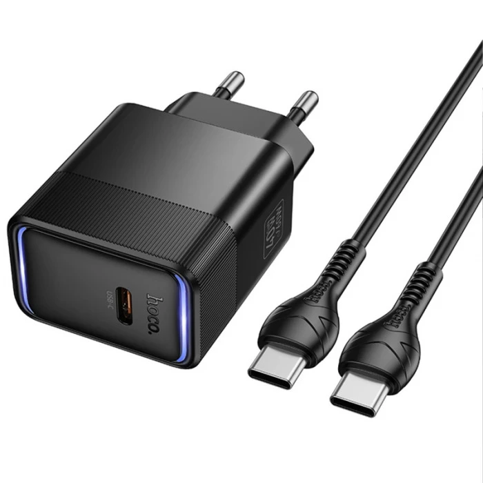 Мережевий зарядний пристрій з кабелем HOCO CS113A Lounge single port PD40W charger White
