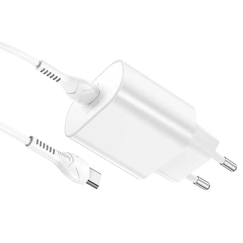 Мережевий зарядний пристрій з кабелем HOCO N22 Jetta PD25W charger set(Type-C to Type-C)(EU) White — фото 3