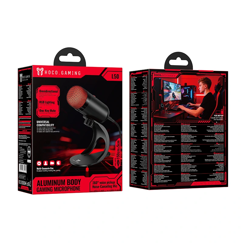 Мікрофон настільний HOCO L50 Profit PC gaming microphone Black — фото 2