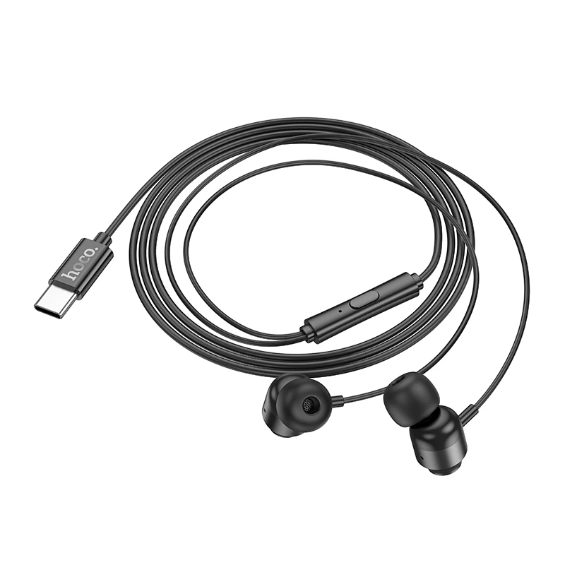 Навушники дротові HOCO M122 Power metal universal digital earphones with microphone (Type-C) Black — фото 4