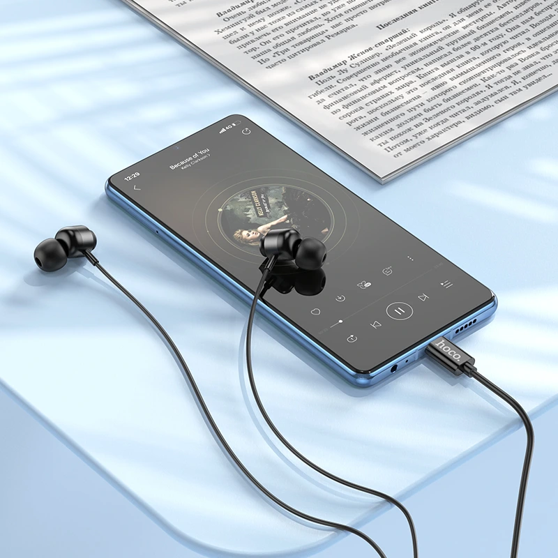 Навушники дротові HOCO M122 Power metal universal digital earphones with microphone (Type-C) Black — фото 5