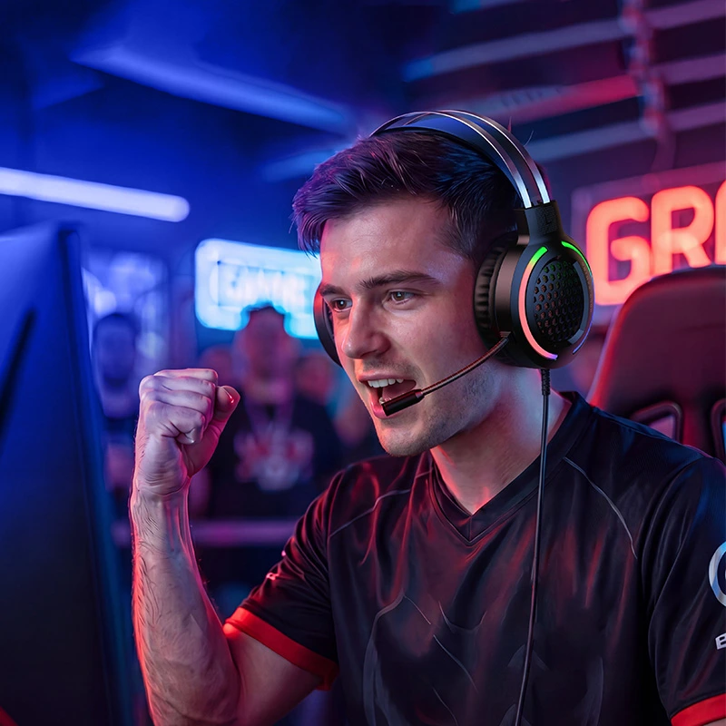 Навушники ігрові HOCO W117 Battle gaming headphones Black — фото 9