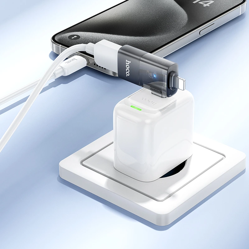 Перехідник HOCO UA36E iP male/C male to USB female OTG 2-in-1 transparent adapter — фото 5