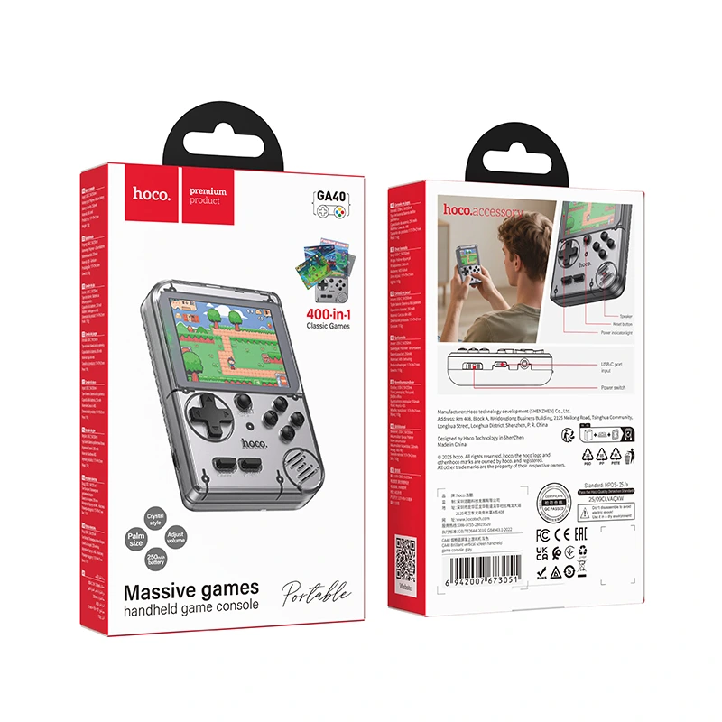 Портативна ігрова консоль HOCO GA40 250 mAh Brilliant vertical screen handheld game console Gray