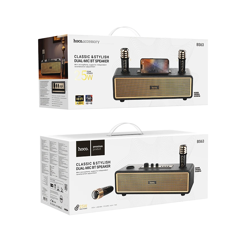 Портативна колонка HOCO BS63 Graceful wireless dual-mic BT speaker, 10W*2, Black