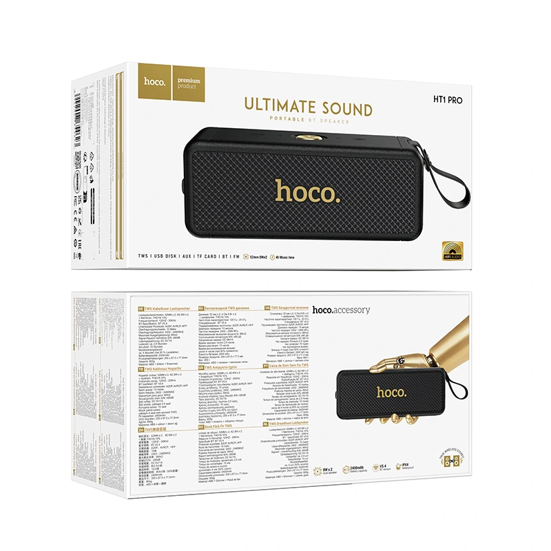 Портативна колонка HOCO HT1 Pro Marquis sports BT speaker, 8W*2, Black