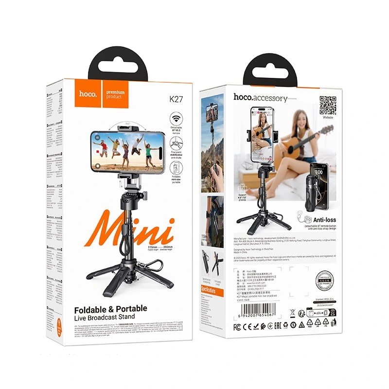 Селфі-трипод HOCO K27 Magic portable mini live broadcast stand (150cm) Black