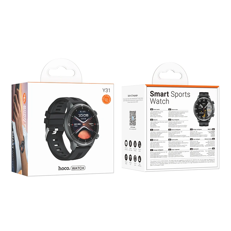Смарт-годинник HOCO Y31 37mm, 250 mAh, Smart sports watch(call version) Black