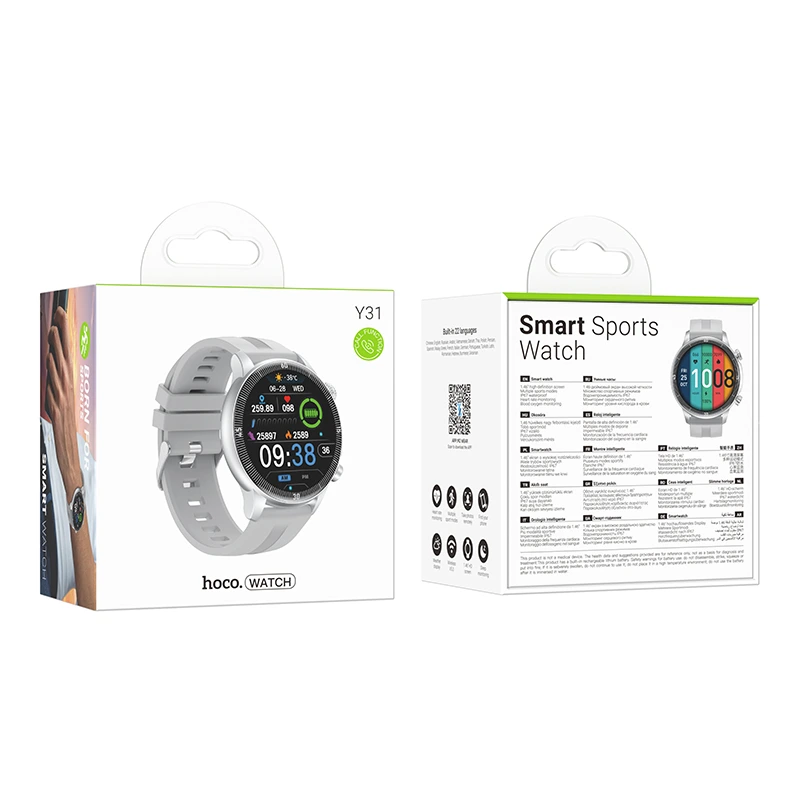 Смарт-годинник HOCO Y31 37mm, 250 mAh, Smart sports watch(call version) Silver