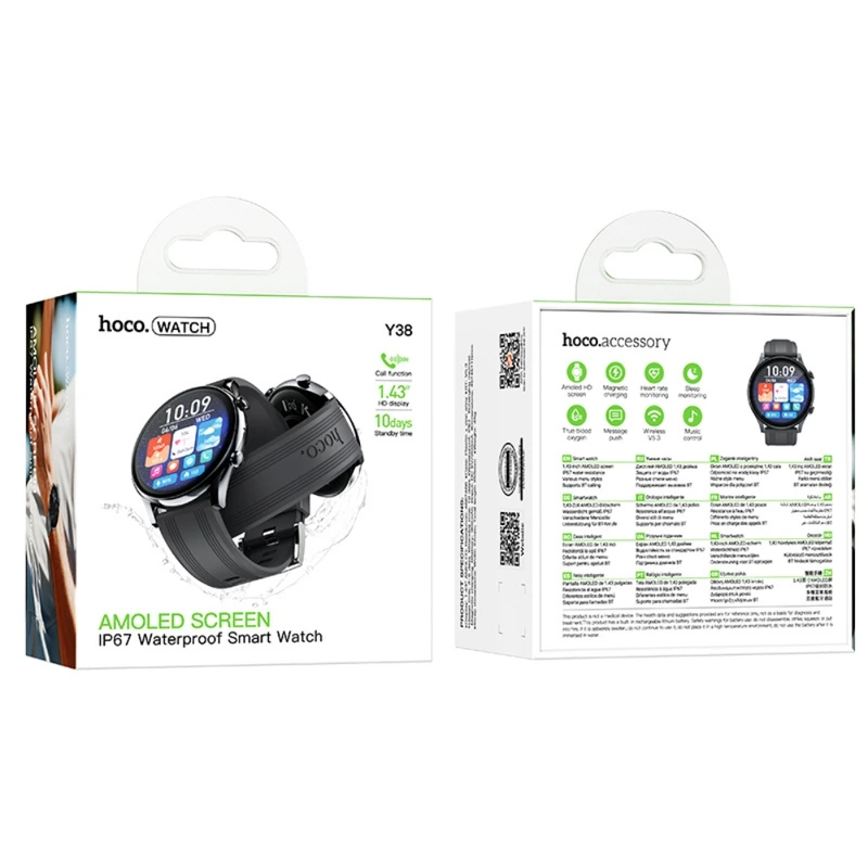 Смарт-годинник HOCO Y38 AMOLED 36mm. 300 mAh. Smart watch(call version) Black