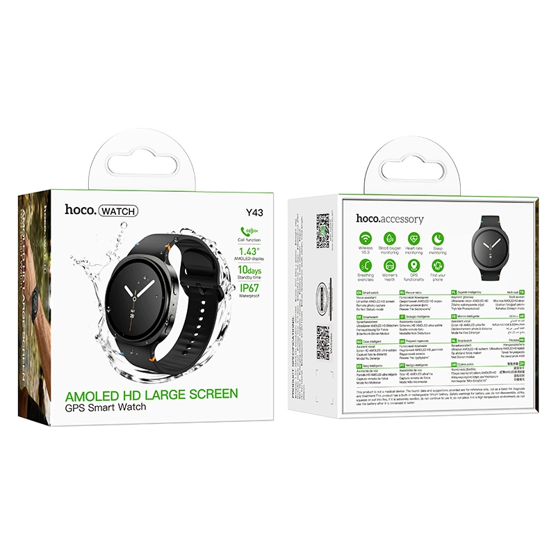 Смарт-годинник HOCO Y43 AMOLED Smart watch(call version) Black