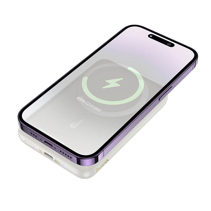 Зовнішній акумулятор HOCO J141 Grace PD20W magnetic power bank(10000mAh) Milky White — фото 3