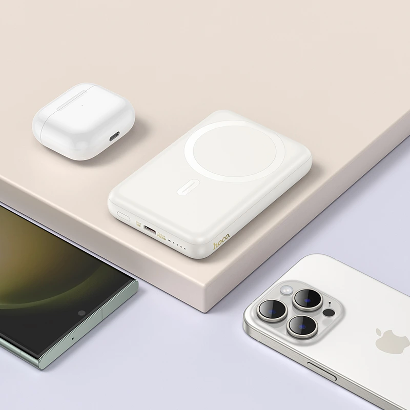 Зовнішній акумулятор HOCO J141 Grace PD20W magnetic power bank(10000mAh) Milky White — фото 6