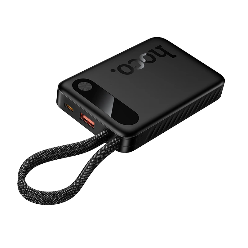 Зовнішній акумулятор HOCO J171 Edge 22.5W+PD20W fully compatible power bank with two cables (10000mAh) Black — фото 4