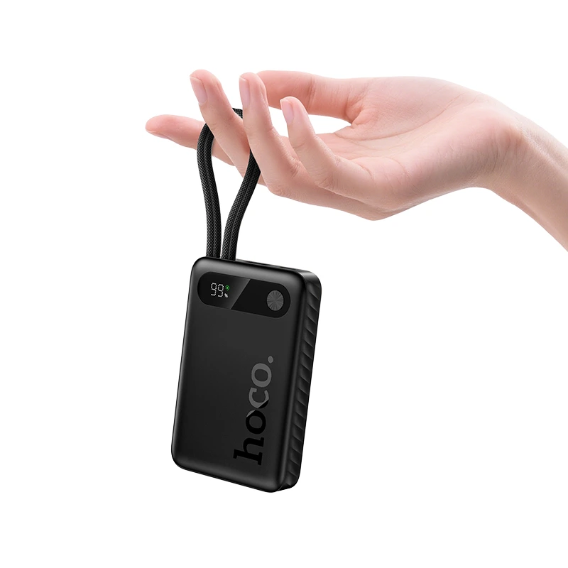 Зовнішній акумулятор HOCO J171 Edge 22.5W+PD20W fully compatible power bank with two cables (10000mAh) Black — фото 5