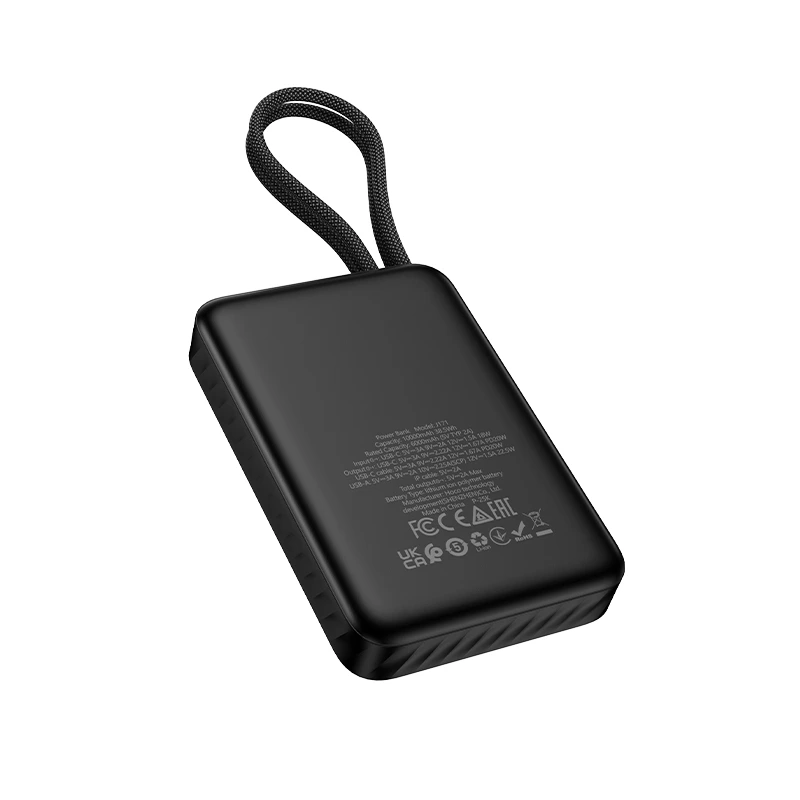 Зовнішній акумулятор HOCO J171 Edge 22.5W+PD20W fully compatible power bank with two cables (10000mAh) Black — фото 6