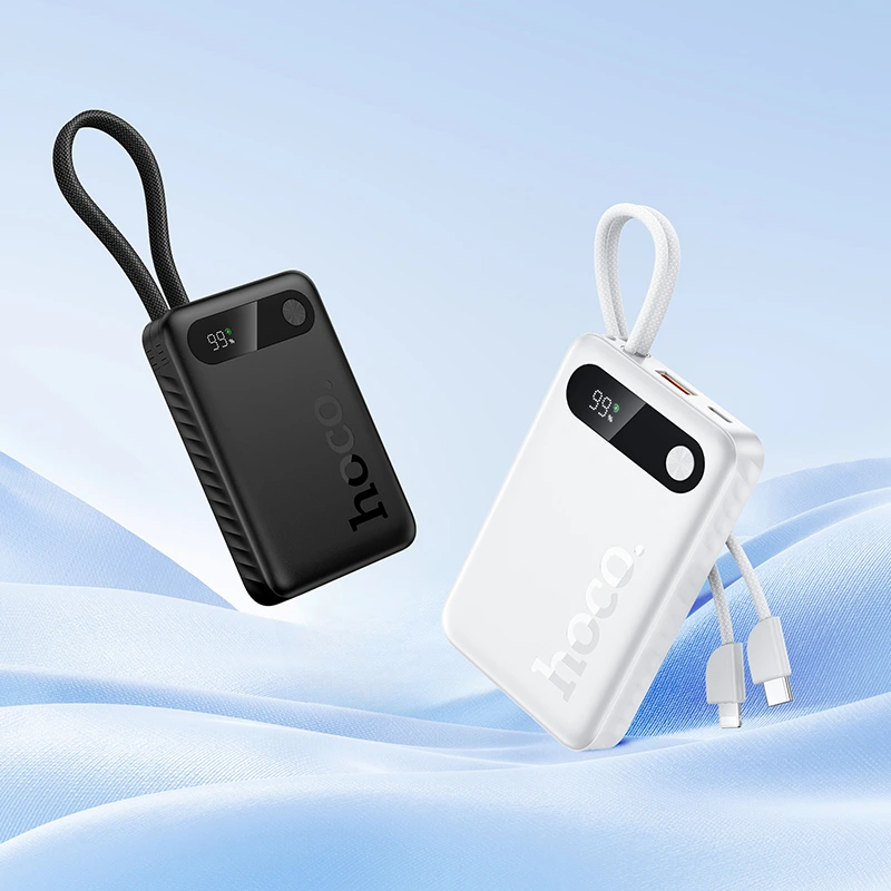 Зовнішній акумулятор HOCO J171 Edge 22.5W+PD20W fully compatible power bank with two cables (10000mAh) Black — фото 7