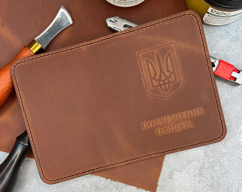 Шкіряна обкладинка Посвідчення Офіцера "Crazy Hors", Коричневий