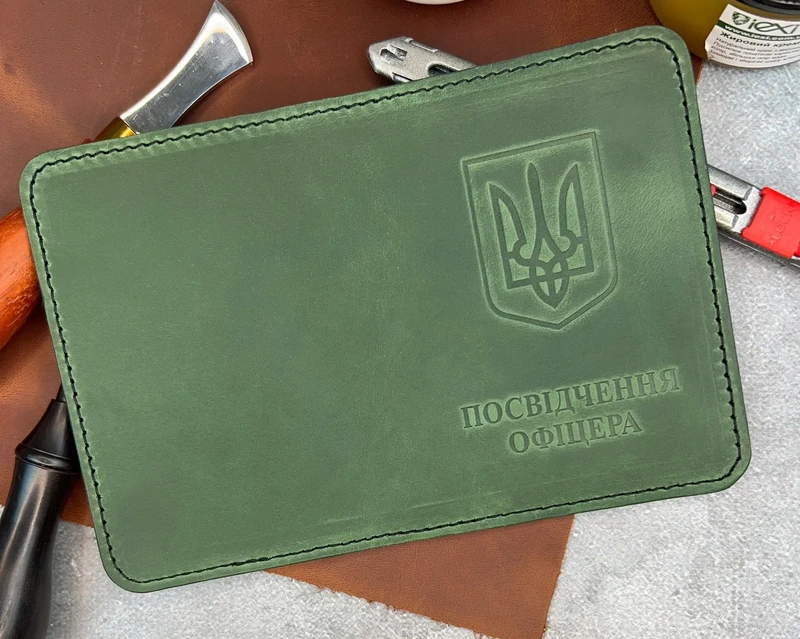Шкіряна обкладинка Посвідчення Офіцера "Crazy Hors", Зелений