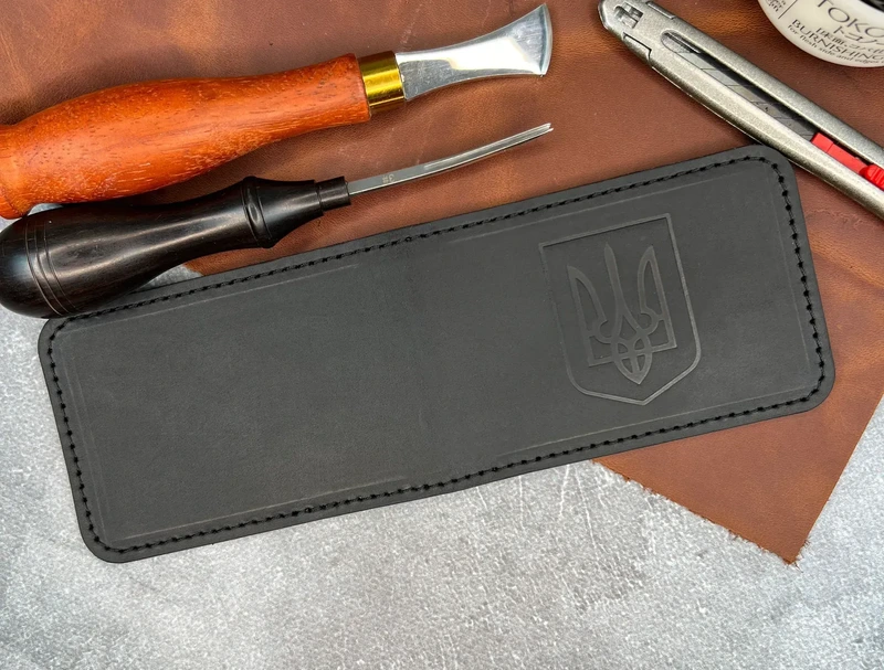 Шкіряна обкладинка ID паспорта та автодокументів "Crazy Hors", Чорний