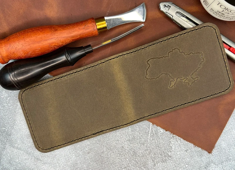 Шкіряна обкладинка ID паспорта та автодокументів "Crazy Hors", Оливковий