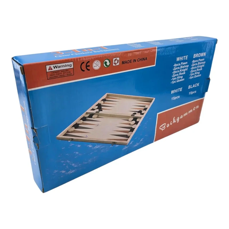 Нарди з шахами і шашками дерев'яні (39х39х2 см)